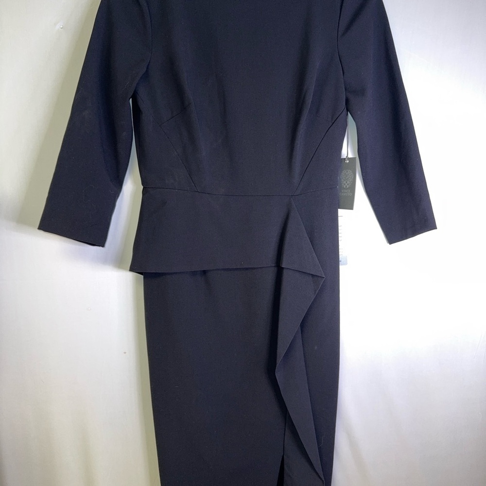 Vince Camuto Black Sheath Dress Size 2 NWT Peplum Ruffle